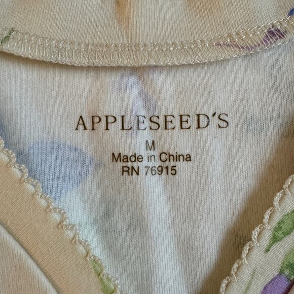 Appleseed's Two Piece Pajama Set Floral Lace Trim Size Medium Cotton Pants EUC - Picture 4 of 15